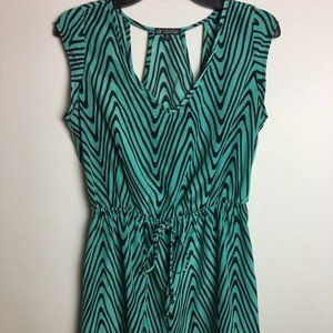 BeBop Womens Medium Dress, Teal Black Zig Zags